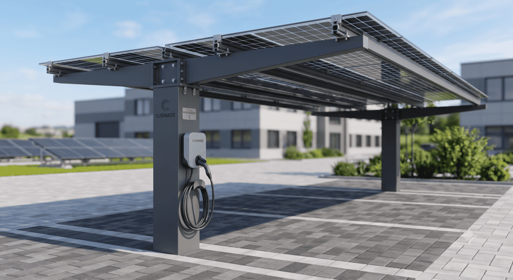 Wytrzymała podkonstrukcja stalowa i aluminiowa do carportów fotowoltaicznych od Cusmade K-500®
